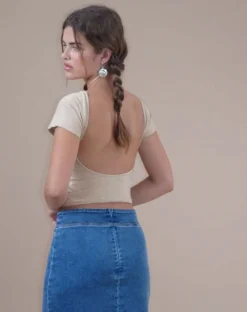 Motel Rocks Basic Tops-Xiwang Crop Top in Coconut Milk CoconutMilk