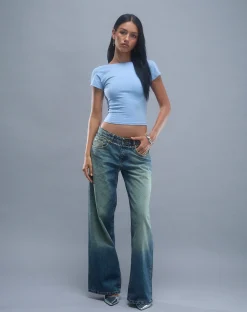 Motel Rocks Basics | Basic Tops-Xiwang Crop Top in Nantucket Blue NantucketBlue