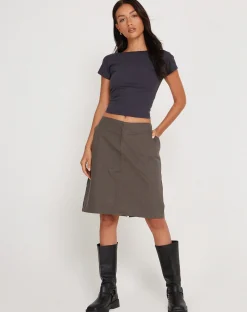 Motel Rocks Basics | Basic Tops-Xiwang Crop Top in Ocean Storm OceanStorm
