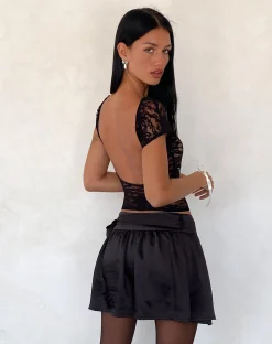 Motel Rocks Basic Tops | Going Out Tops-Xiwang Top in Lace black