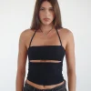 Motel Rocks Basic Tops | Halterneck Tops-Yasi Top in Black
