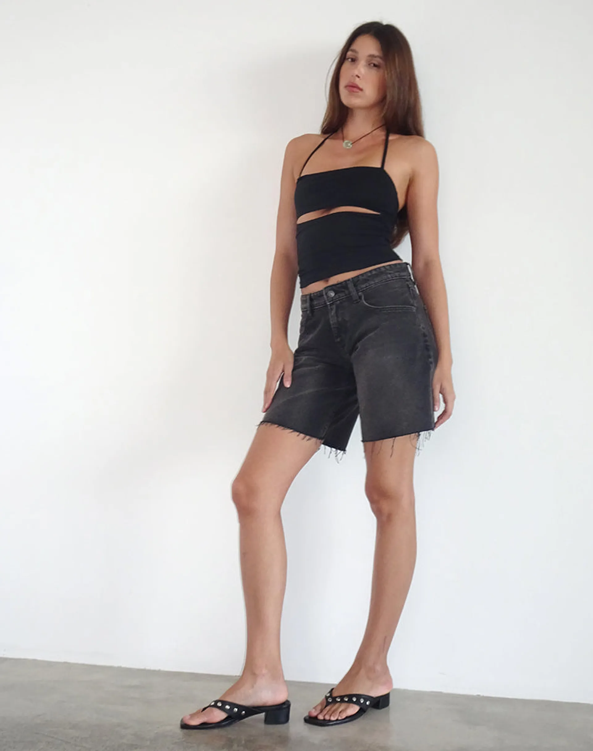 Motel Rocks Basic Tops | Halterneck Tops-Yasi Top in Black