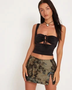 Motel Rocks Printed Skirts-Yatri Mini Skirt in Brown Forest Tapestry brownforesttapestry