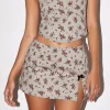 Motel Rocks Printed Skirts-Yatri Mini Skirt in Rose Garden Grey RoseGardenGrey