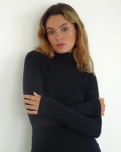 Motel Rocks Basics | Bodycon Dresses-Yrion Turtle Neck Bodycon Mini Dress in Black