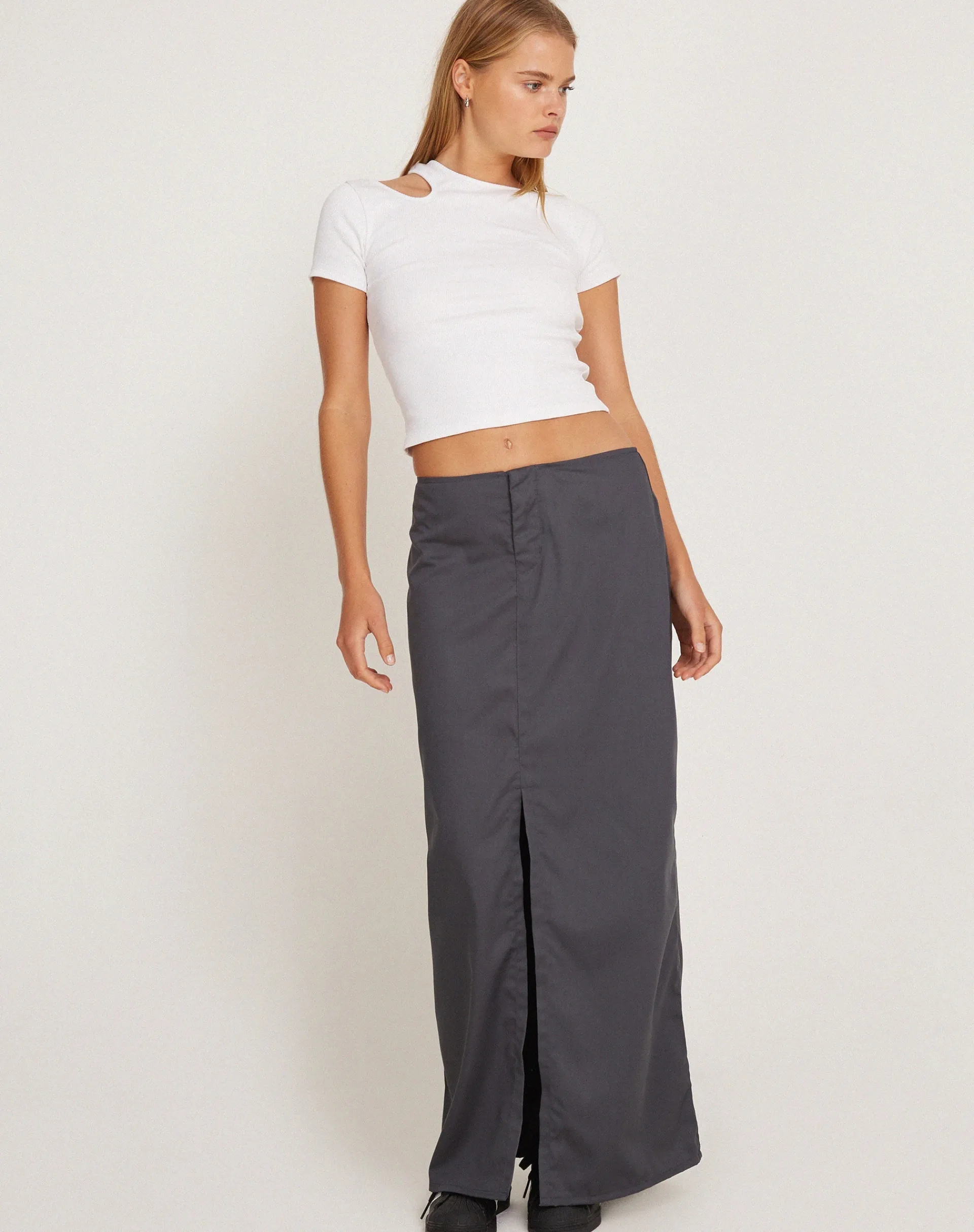 Motel Rocks Basics | Basic Tops-Yuji Cutout Top in Rib White