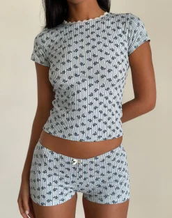 Motel Rocks Loungewear | Co-Ords-Zagy Tee in Floral Stripe floralstripe