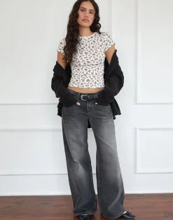 Motel Rocks Underwear | Loungewear-Zana Ribbed Top in Ditsy Floral Cream DitsyFloralCream