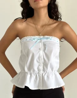 Motel Rocks Bandeau Tops | Going Out Tops-Zar Ribbon Tube Top in White