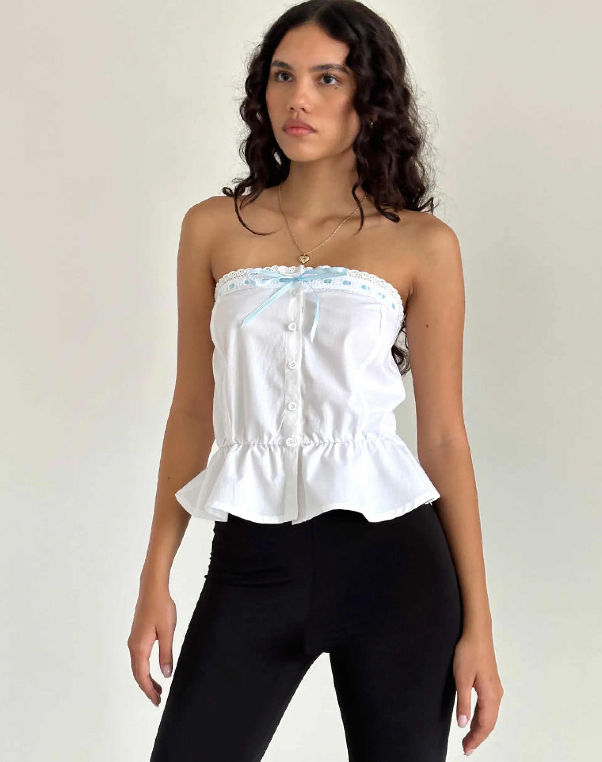 Motel Rocks Bandeau Tops | Going Out Tops-Zar Ribbon Tube Top in White