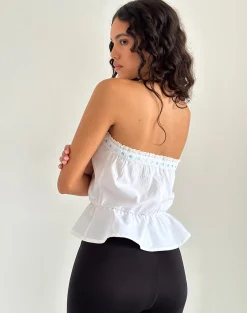 Motel Rocks Bandeau Tops | Going Out Tops-Zar Ribbon Tube Top in White