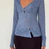 Motel Rocks Printed Tops | Long Sleeve Tops-Zatin Asymmetrical Cardigan in Moonlight Blue Lace