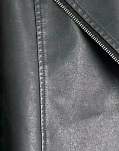 Motel Rocks Pu Jackets | Jackets-Zebbie Distressed PU Biker Jacket in Black