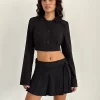 Motel Rocks Basics | Co-Ords-Zekira Pleated Mini Skirt in Black