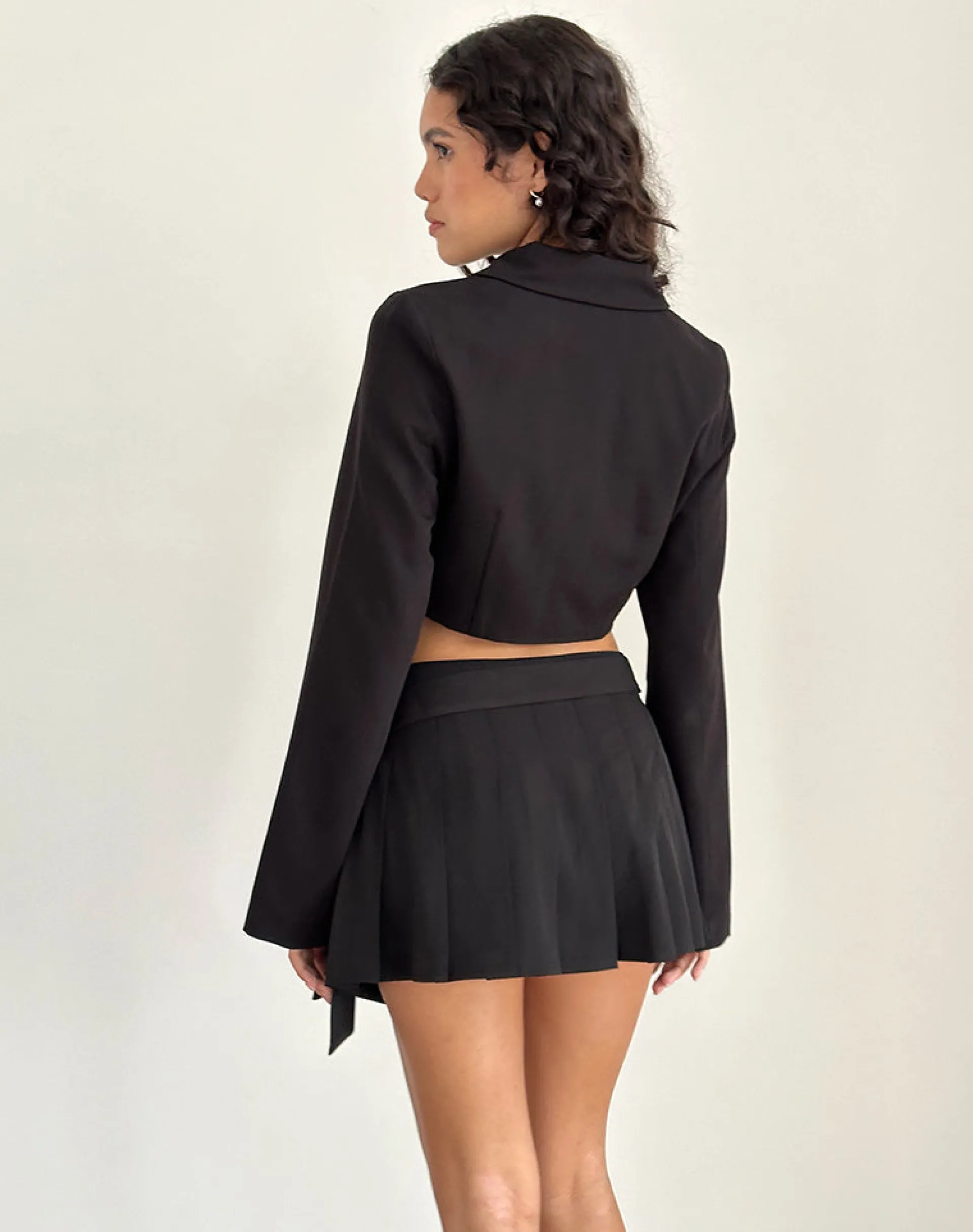 Motel Rocks Basics | Co-Ords-Zekira Pleated Mini Skirt in Black