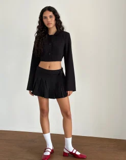Motel Rocks Basics | Co-Ords-Zekira Pleated Mini Skirt in Black