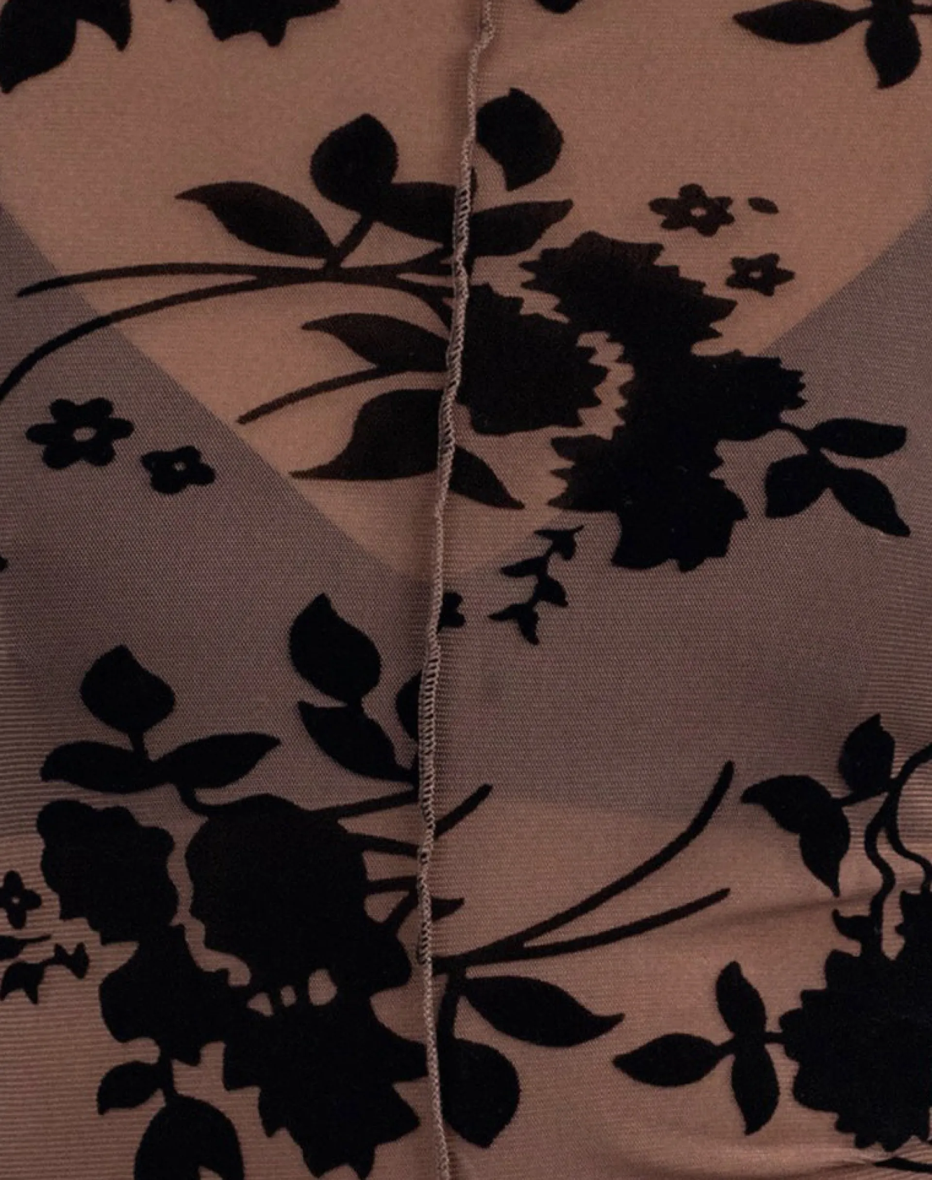 Motel Rocks Long Sleeve Tops-Zerlin Top in Floral Flock Brown FloralFlockBrown