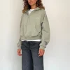 Motel Rocks Hoodies & Sweatshirts | Co-Ords-Zip Up Jumper in London Fog with 'MOTEL' Ivory Embroidery LondonFogwith'MOTEL'IvoryEmbroidery