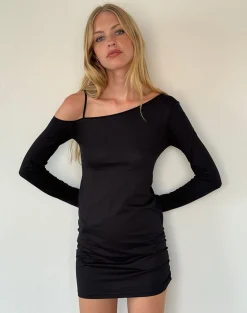 Motel Rocks Long Sleeve Dresses | Basic Tops-Zylene Mini Dress in Black