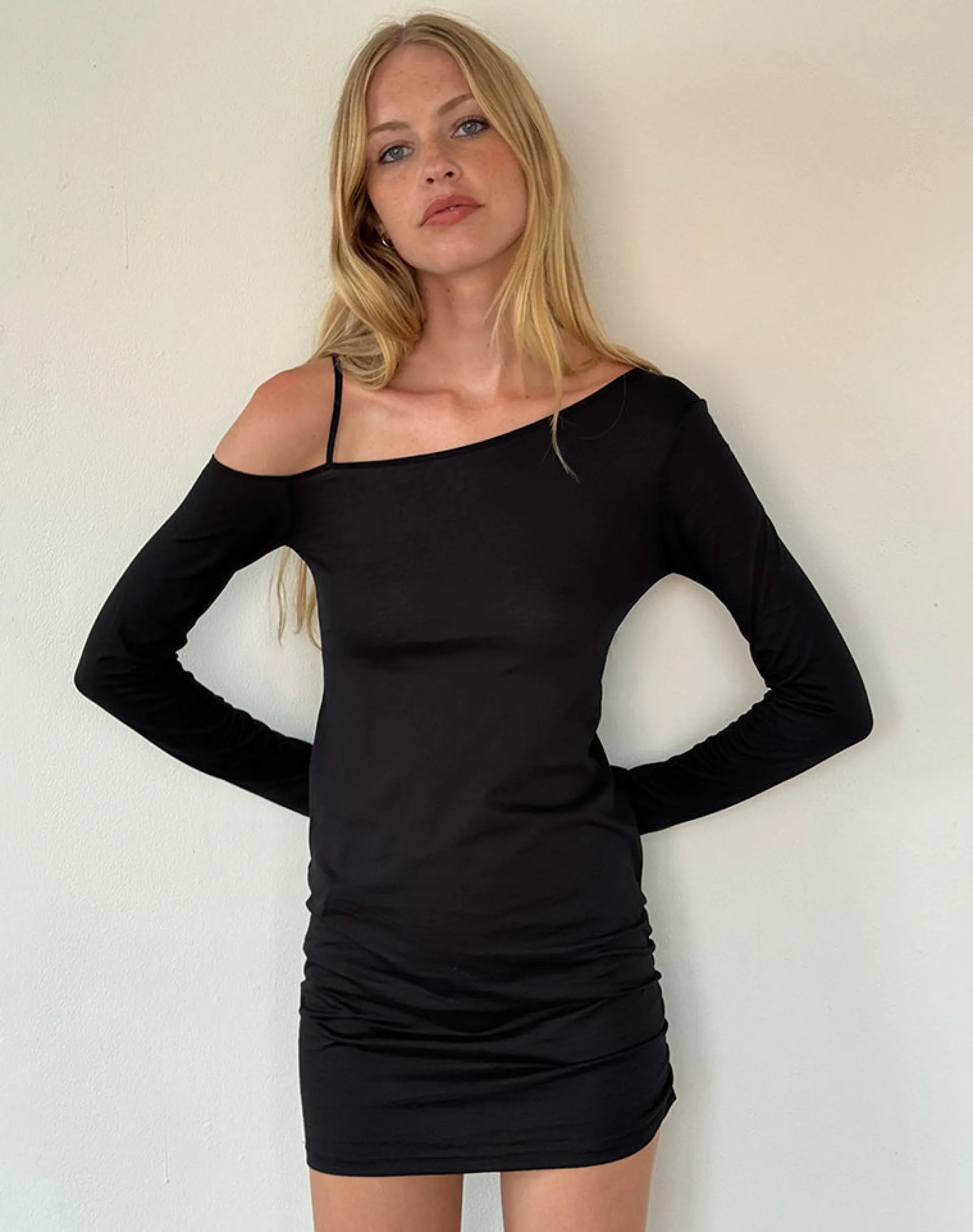 Motel Rocks Long Sleeve Dresses | Basic Tops-Zylene Mini Dress in Black