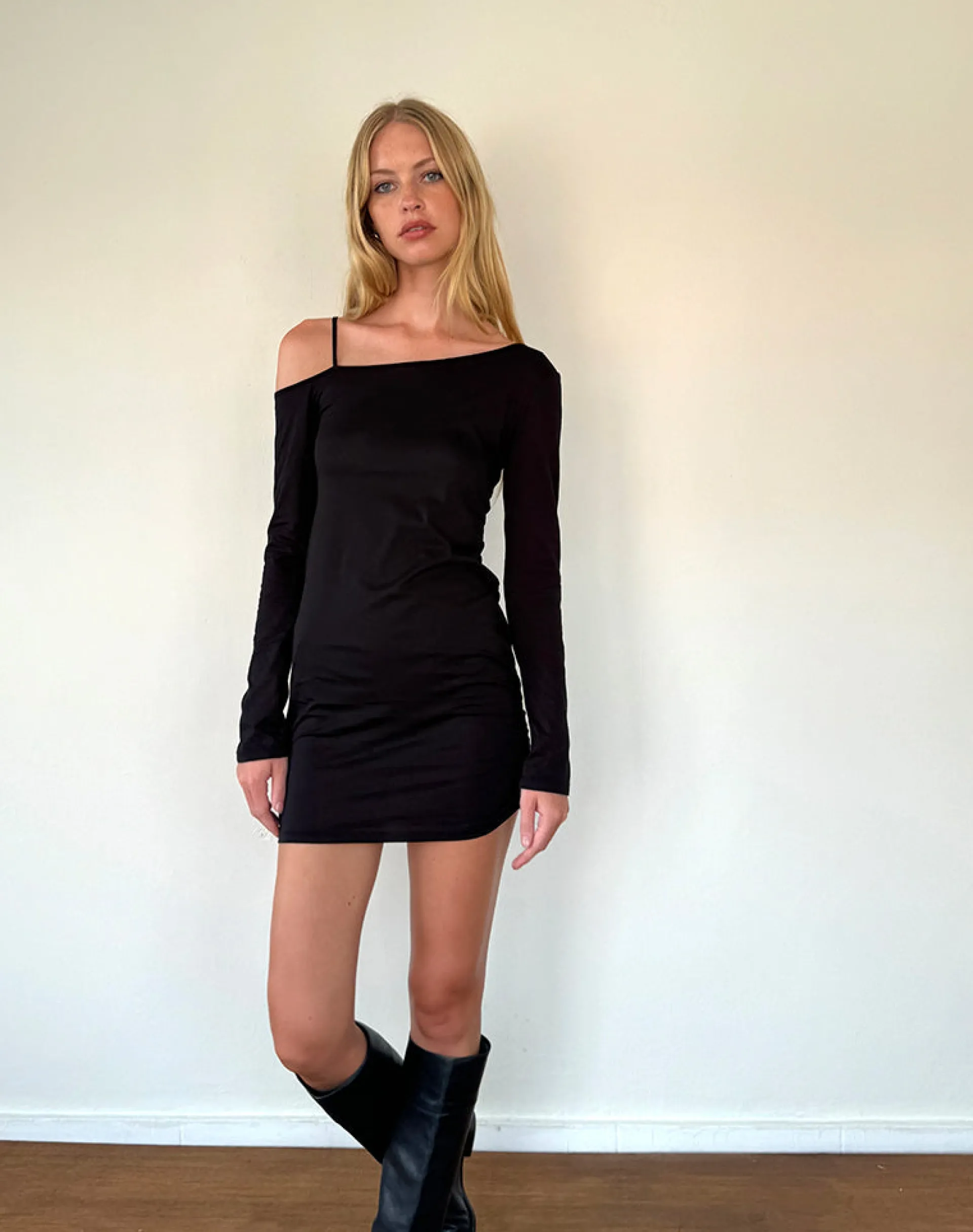 Motel Rocks Long Sleeve Dresses | Basic Tops-Zylene Mini Dress in Black